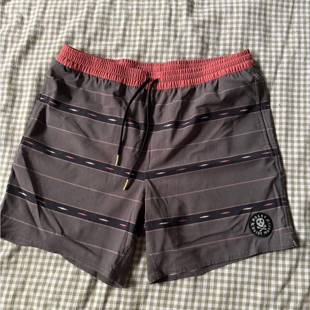 Roark Coral and Gray Swim Shorts